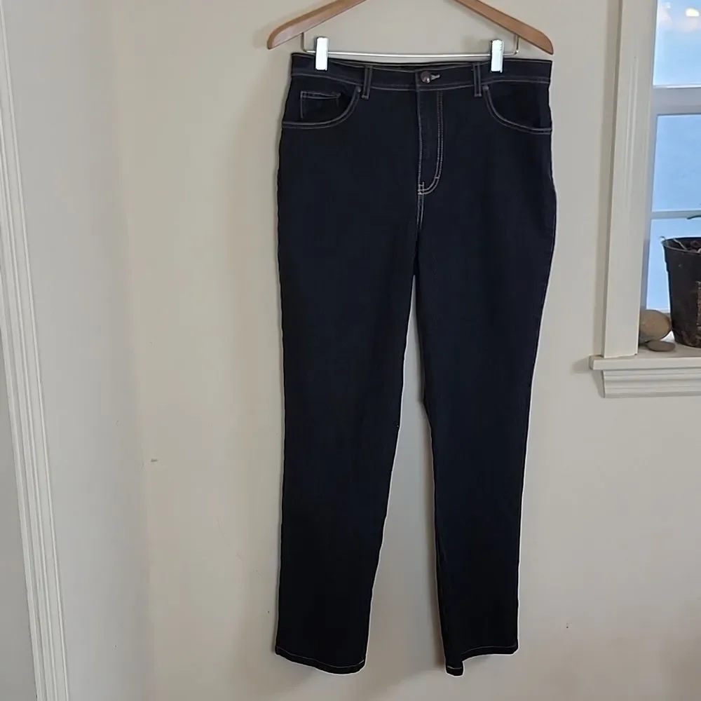 Gloria Vanderbilt Amanda Line Women's Dark Blue Denim Jeans, Size 14 Average